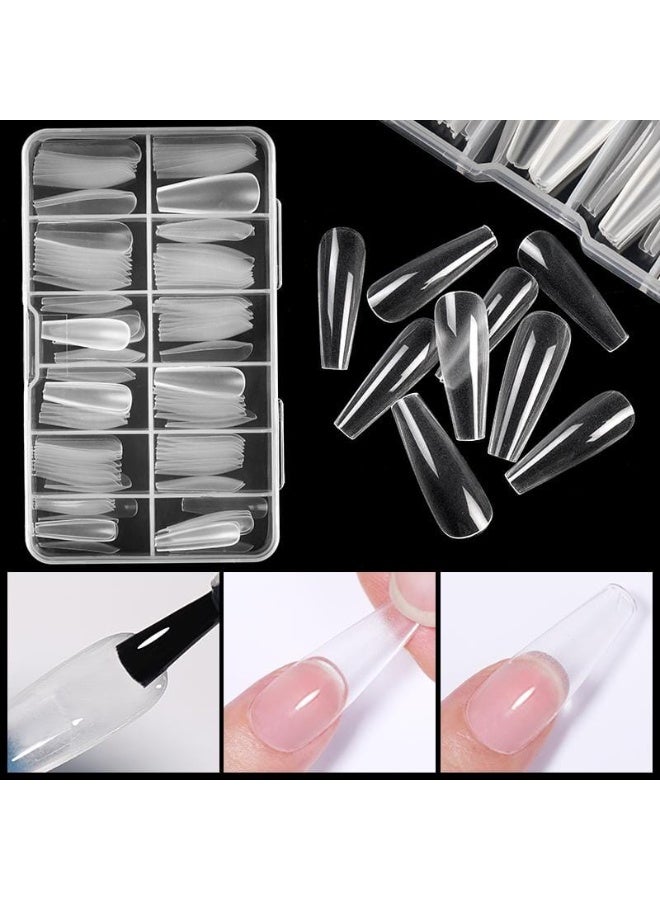 أظافر صناعية بتغطية كاملة، أطراف أكريليك جل ناعمة، أظافر صناعية مدببة، تصاميم مانيكير، ديكور للنساء والفتيات، صالون منزلي، 24 قطعة (ورقة واحدة) شفافة - Image 3